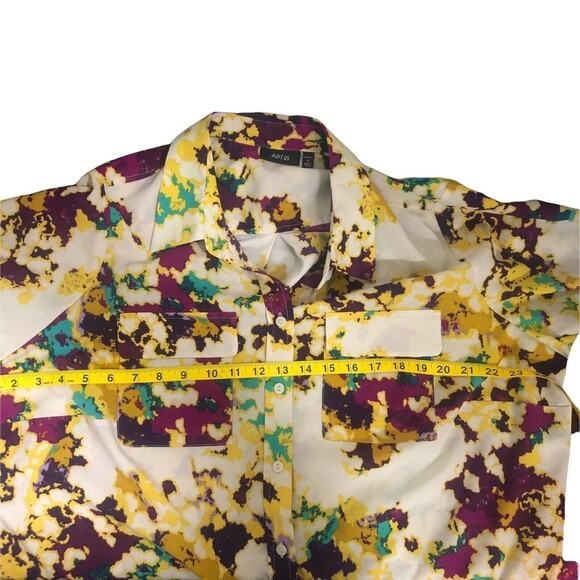 Apt. 9 Womens Blouse Large Splash Floral Fractal Button Down Long Sleeve… - Picture 4 of 5